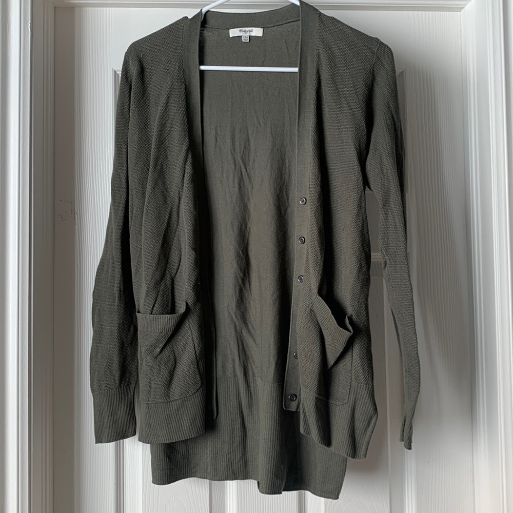 Madewell cardigan, green, xxs fits more like xs